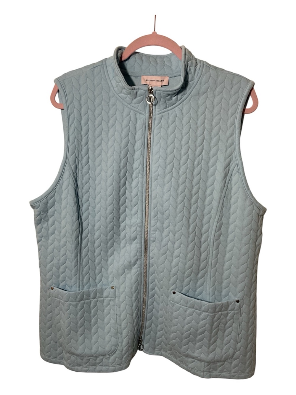 Allison Daley Light Blue Quilted Zip Front Vest NWT XL